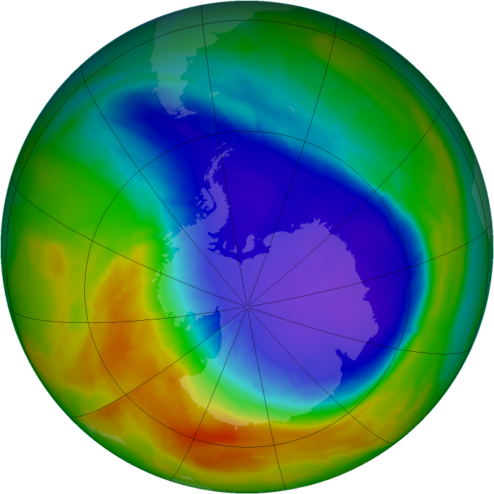 Antarctic ozone map for 07 October 2014